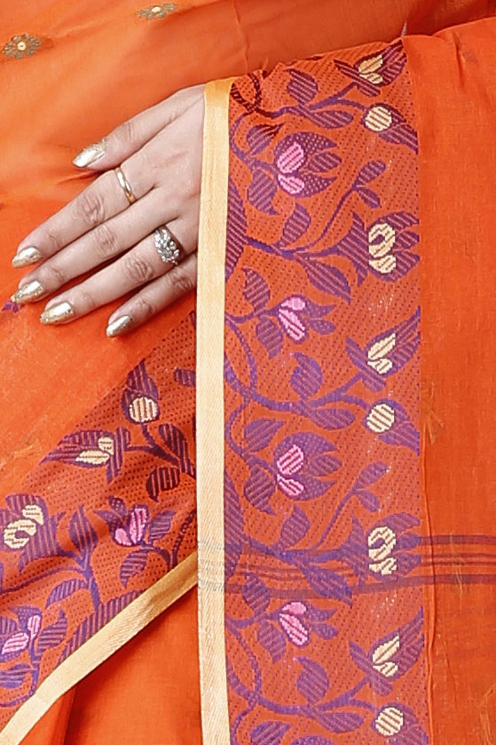 Orange Pure Cotton Gopika Tant Saree (1055)